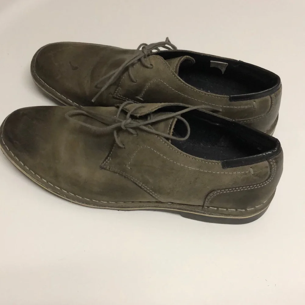 Steve Madden Men's Hasten Shoes Grey Tone Leather Oxford Derby Casual Sz 10